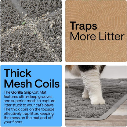 Cat Litter Box Mat, Cushioned Coil Mesh, 24 x 17 in, Gray - photo 3