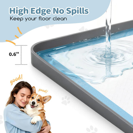 Silicone Puppy Pad Holder Tray with Clips, Fits 24" x 35" Pads