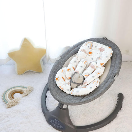 Infant Car Seat Insert Cushion, Super Soft Baby Car Seat Head Support & 2 Straps Pads, Reversible Preemie Newborn Carseat Insert, Fit Car Seat, Stroller, Infant Bouncer, White Rainbow