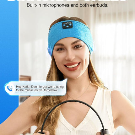 Perytong Sleep Headphones Wireless, Bluetooth Sports Headband Headphones with Ultra-Thin HD Stereo Speakers Perfect for Sleeping,Workout,Jogging,Yoga,Insomnia, Air Travel, Meditation (Azure)