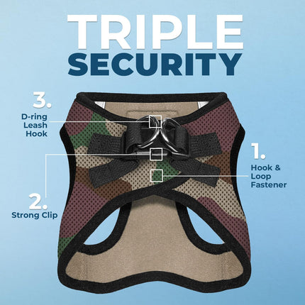 Best Pet Supplies Voyager Step-in Air Harness - All Weather Mesh, Reflective, No Pull Harness for Dogs, Cats - Secure with Hook & Loop Fastener, Buckle, Double D-Rings - Army/Black Trim, XXXS