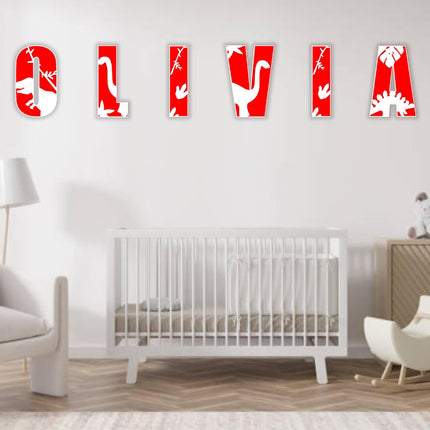 Personalized Wooden Name Sign - Custom Baby Name Signs for Nursery & Kids Room, Baby Announcement Sign, Wall Name Signs Personalized, Round Wooden Letters for Nursery Decor (Dinosaur)