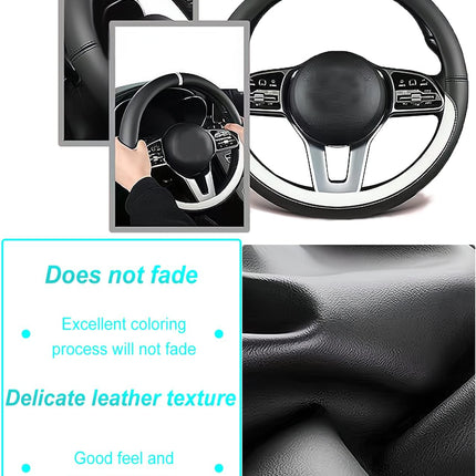 Custom fit for Mazda Car Steering Wheel Cover, Nappa Leather Non-Slip Steering Wheel Cover, Designed for Mazd-a Interior Accessories (Black,for Mazda)