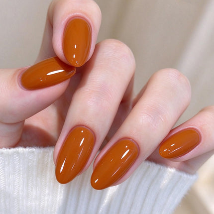 French Tip Press On Nails Short Almond 32Pcs 16 Sizes Reusable