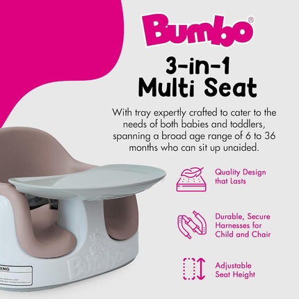 Bumbo 3-in-1 Baby and Toddler Multi Seat for Babies 6 to 36 Months, Sonoran Rose - Floor Seating, High Chair, or Booster with Adjustable Height and Removable Tray