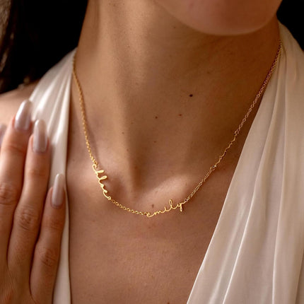 Elemtansy Mothers Day Custom Name Necklace for Women, Multiple Name Personalized 18K Gold Plated Handmade Family Necklace, Customized Jewelry Birthday Gift for Mom