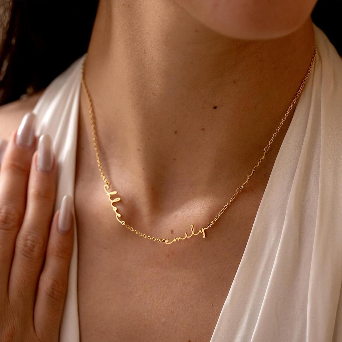 Custom 2-Name 18K Gold-Plated Family Necklace for Women - photo 3