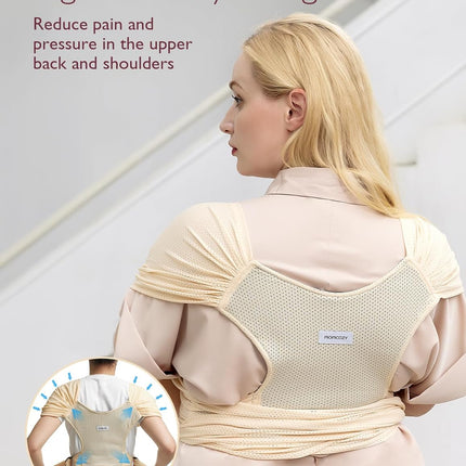 Momcozy Baby Carrier AirMesh - The Perfect Summer Sling for Newborns to Toddler 8-35 lbs - Cooling Fabric Baby Wrap, Lightweight, Ergonomic, and Easy to Wear, Beige