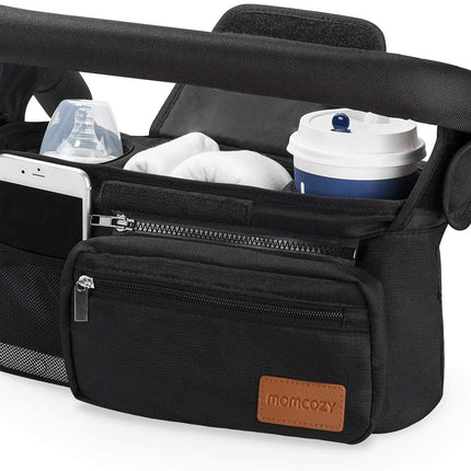 Universal Stroller Organizer with Insulated Cup Holder Detachable Phone Bag & Shoulder Strap, Fits for Stroller like Uppababy, Baby Jogger, Britax, BOB, Umbrella and Pet Stroller