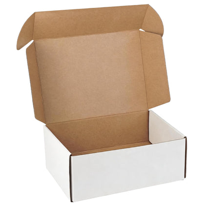 12"x9"x3" Shipping Boxes Set of 5, White Corrugated Cardboard Box Literature Mailer