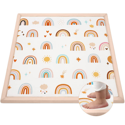 50"×50" Baby Play Mat for Floor & Playpen, 1.2" Thick High-density Foam Nursery Mat for Tummy Time, Soft Plush Carpet with Non-slip Bottom for Infant Toddler Baby Crawling & Playing (Rainbow)