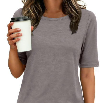 Womens Half Sleeve Tops Crewneck Shirts Basic Fit Work Tee