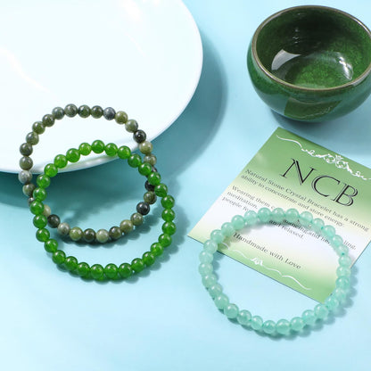 3-Piece 6mm Natural Crystal Gemstone Stretch Bracelets - photo 3