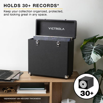 Victrola Collector II (2026 Model) – Vinyl Record Storage Case – Hold 30+ Vinyl Turntable Records, Heavy-Duty Hardware, Soft Interior Lining, Portable Box with Carry Handle (Turquoise)