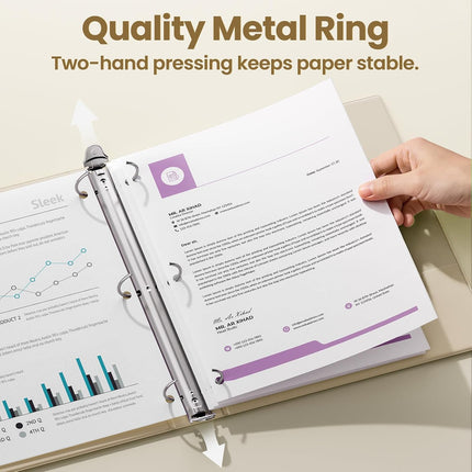 SUNEE 3 Ring Binder 1/2 Inch 4 Pack, Clear Half Inch View Binder Three Ring 0.5" PVC-Free (Fit 8.5x11 Inches) for School or Office Supplies, Neutral Aesthetic