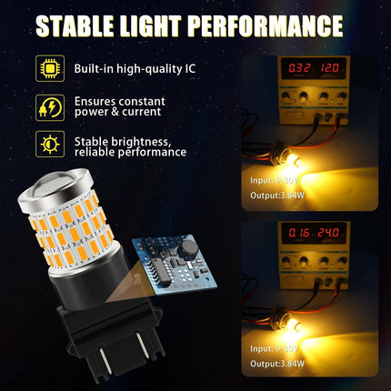 iBrightstar 3157 LED Bulb Amber, 3157a LED Turn Signal Bulbs Super Bright for vehicle Blinker Lights and Turn Signal Lights, 2 Pack