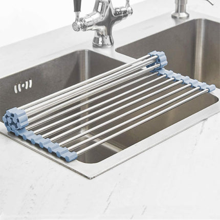 Roll-Up Over-Sink Dish Drying Rack, Stainless Steel, 17.5x11.8 in
