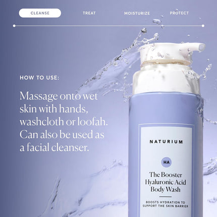 Naturium The Booster Hyaluronic Acid Body Wash, Hydrating & Moisturizing plus Minimizes Dryness, with Glycerin & Vitamin B5, 16.9 oz