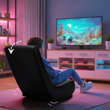 Floor Rocker Gaming Chair – Adjustable Angle Limiter, Ultra Lightweight Ergonomic Floor Rocking Game Seat for Gaming and Lounging, Black