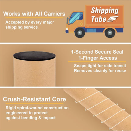 15PCS Kraft Shipping Tubes With Caps, 2x12 Inch Cardboard Poster Tubes for Shipping and Storage of Documents and Art