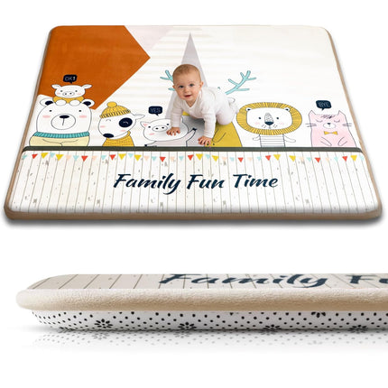 RONGFA Baby Play Mat 50x50x1.3 Inch, Memory Foam Crawling Mat, Non-Slip Water-Repellent Playpen Mat, Soft Cushioned Floor Mat for Infants Toddlers (Animal)