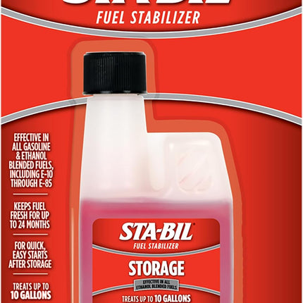 STA-BIL Storage Fuel Stabilizer - Guaranteed To Keep Fuel Fresh Fuel Up To Two Years - Effective In All Gasoline Including All Ethanol Blended Fuels - For Quick, Easy Starts, 4 fl. oz. (22204)