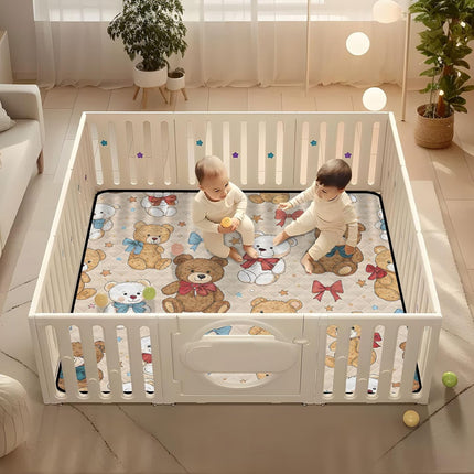 Cute Stuffed Bears Baby Play Mat for Floor 50" X 50" Foldable Waterproof Non-Slip Playmat for Baby Playpen Quilted Crawling Mats Game Rug