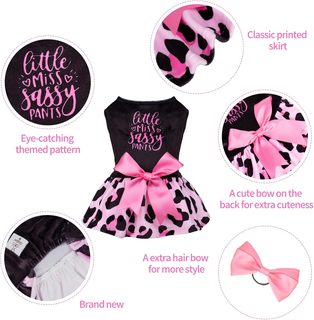 Little Miss Sassy Pants Pink Leopard Velvet Dog Dress - photo 2