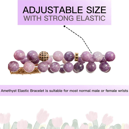2Pcs Healing Crystal Beaded Bracelet for Men Women Handmade 8MM Beads Stretch Bracelet Protection Bracelets Bring Good Luck Prosperity and Happiness Gifts for Men Women