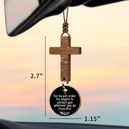 Cross for Car Mirror Hanging, Christian Gifts for Men, Women, Daily Bible Verse Car Cross Hanging Accessories, Christian Car Accessories, Jesus, Religious Gifts for Men, for Mom