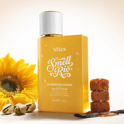 Sttes Smell Rio 02 Irresistible Sunshine Eau de Parfum, 50ml / 1.7 fl oz Perfume for Women, Gourmand Floral Scent with Pistachio, Almond, Heliotrope, Jasmine, Vanilla, Salted Caramel & Sandalwood