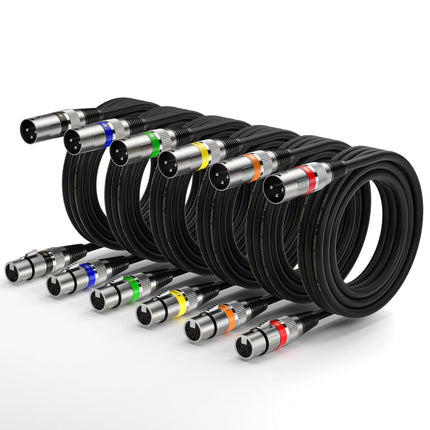 XLR Cable 20ft 4 Pack - Mic Cables Balanced DMX Cable Male to Female