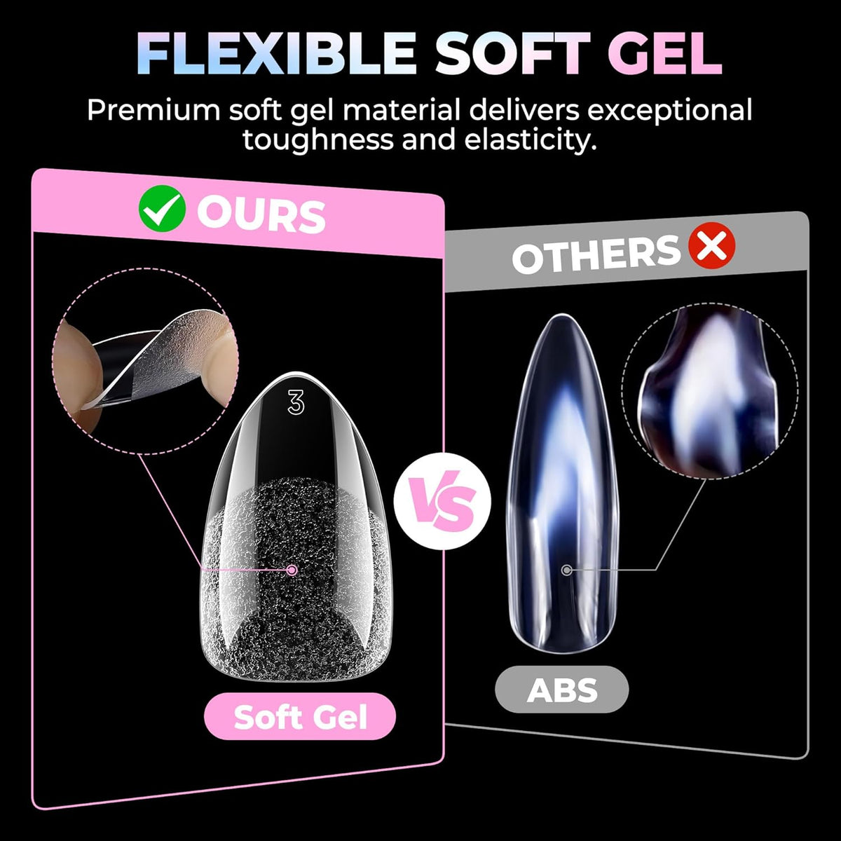 Short Almond Nail Tips 15 Sizes 300PCS Pre-Etched Soft Gel Clear Nail Tips Easy DIY Salon Short Almond - photo 5
