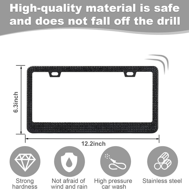 Bling License Plate Frames for Women, Sparkly Rhinestone Diamond
