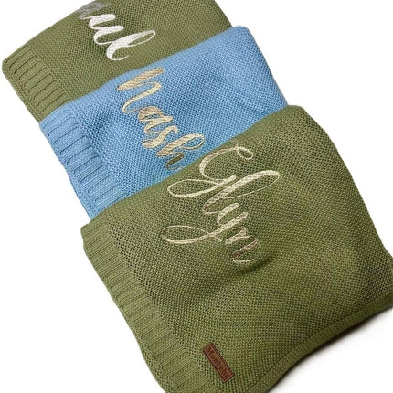 Monbebe Personalized Baby Blanket with Name | Custom Newborn Gift | Embroidered Infant Blanket | Soft Cotton Knit Swaddle | Monogrammed Baby Bedding | Boys and Girls Crib Throw (Light Pink)