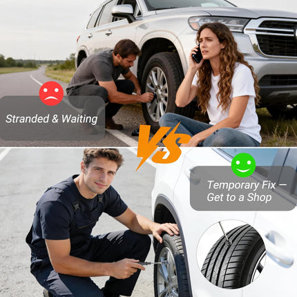 61PCS Tire Repair Rubber Nail Kit, Premium Spiral Screw-in Tire Plugs with 2 Sizes, Emergency Roadside Flat Tire Fix Tool for Car Truck Motorcycle Tractor ATV SUV (60 PCS + 1PC Screwdriver)