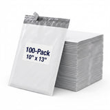 Shipping Bags 10" x 13" (100-Pack) White - Heavy Duty Self-Adhesive Envelope Poly Mailers for Packing, Secure Shipping, & Small Business Mailing