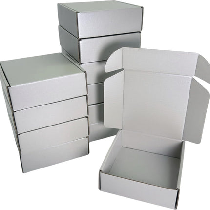 50 Pcs 6.3 x 6 x 1.6 inches Shipping Boxes for Small Business Cardboard Corrugated Mailer Boxes for Shipping Packaging Holidays Craft Gifts Giving Products (Silver)