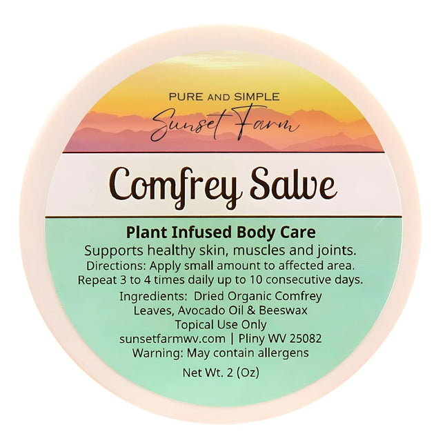 Comfrey Salve, Organic Non-GMO Herbal Balm, 2 oz Jar