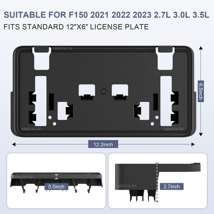 License Plate Bracket for 2021 2022 2023 Ford F-150 Accessories, Front Bumper Mount Frame Holder No-Drill fits 2.7L 3.0L 3.5L ML3Z-17A385-BB FO1068187