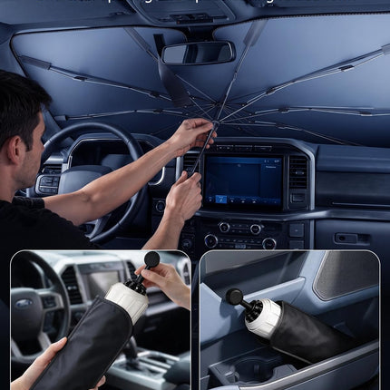 Truck Windshield Sun Shade for F-150/Silverado/Tundra/RAM 1500/Sierra - 5 Layers Ice Crystal Coating - photo 6