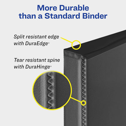 Avery Durable View 3 Ring Binder, 1/2 Inch Slant Rings, 1 Black Binder (17001)