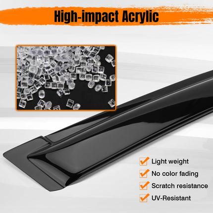 Tape On Window Visor Deflectors Compatible with 1988-1998 Chevy C & K Reg Cab Pickup, Acrylic Slim Style Smoke Tinted Window Rain Guards, Sun Wind Side Vent Visor Set, 2 Piece