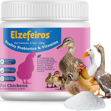 Chicken Probiotic & Vitamin Supplement for Immune Support & Egg Production,Digestive Aid and Hydration Support,Poultry Supplement for Chickens and Ducks and All Ages of Birds(5.3oz)