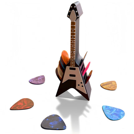 Guitar Picks Holder Box, Pick Display Holder, Amp Speaker Styled Pick Holder and V-Shaped Guitar Pick Holder, Pick Storage Box Set for Guitar Players and Music Enthusiasts