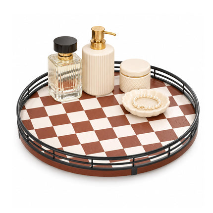 9-Inch Farmhouse Oak Wood Lazy Susan Organizer for Table Top, Walnut