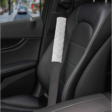 Amooca Soft Auto Seat Belt Cover Seatbelt Shoulder Pad Cushions 2 PCS Universal Fit for All Cars and Backpack for a More Comfortable Driving (Light Grey)