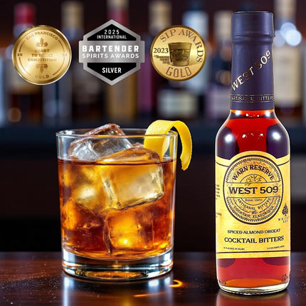 Warn Reserve Cocktail Bitters, West 509 Bitters (Pack of 2), Spiced Almond Orgeat Flavor, 5 fl oz Bottle, Award-Winning Craft Bitters for Old Fashioneds and Whiskey Cocktails