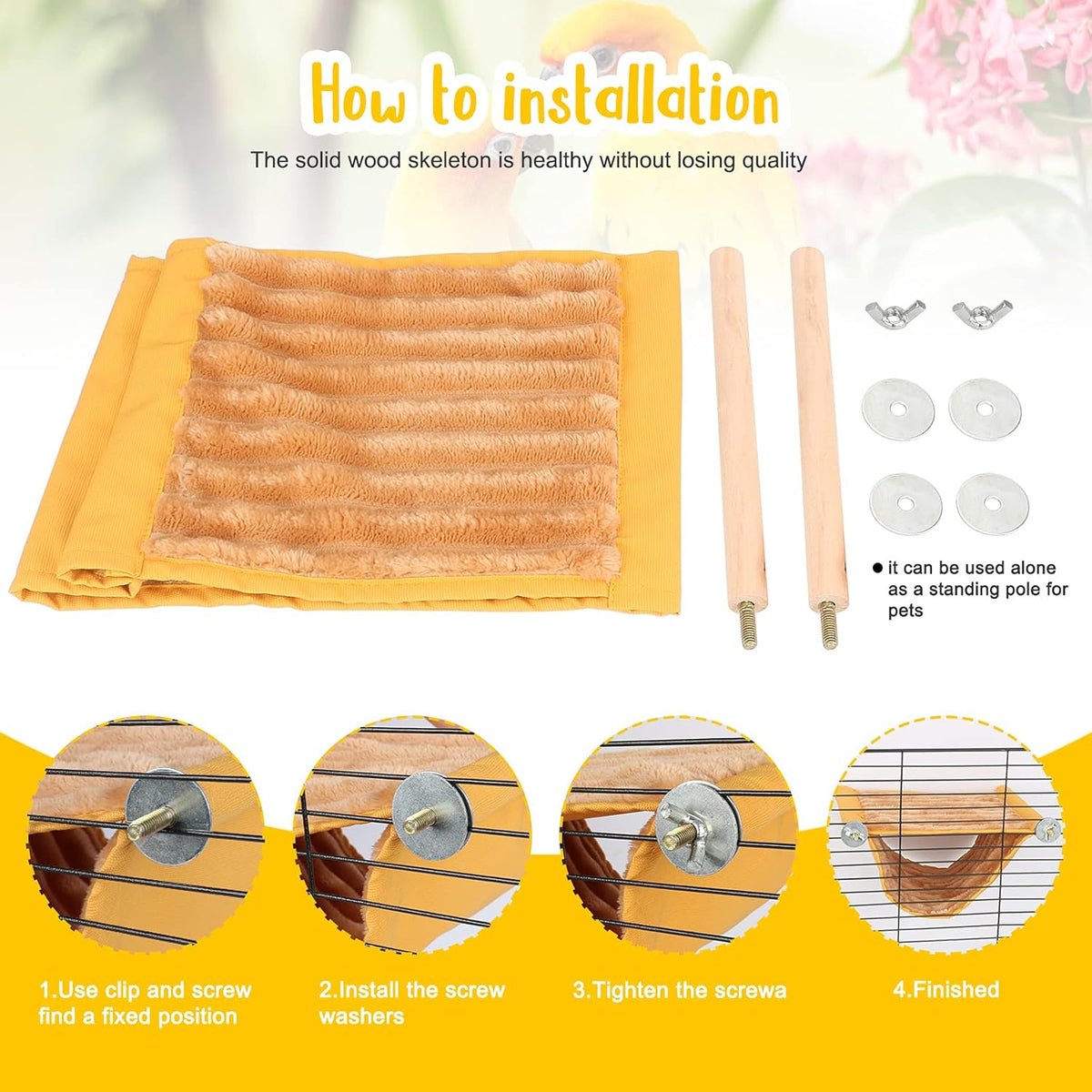 Winter Warm Hanging Bird Nest Bed Snuggle Hut - Medium Yellow - photo 3