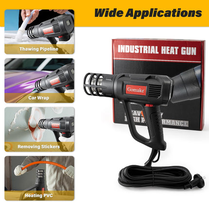 Vinyl Wrap Tool Window Tinting Kit with Heat Gun 16FT Cord,Sponge Roller,Magnet Holder,Vinyl Tucking Tool,Tint Squeegee, Film Cutter for Car Wrapping, Graphics and Decal Installation